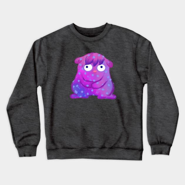 Cute Polka Dot Purple Monster Crewneck Sweatshirt by AlondraHanley